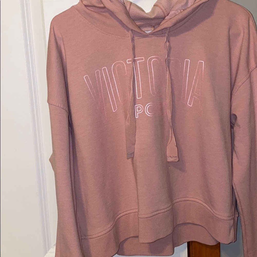 Light Pink Victoria Secret Cropped Hoodie